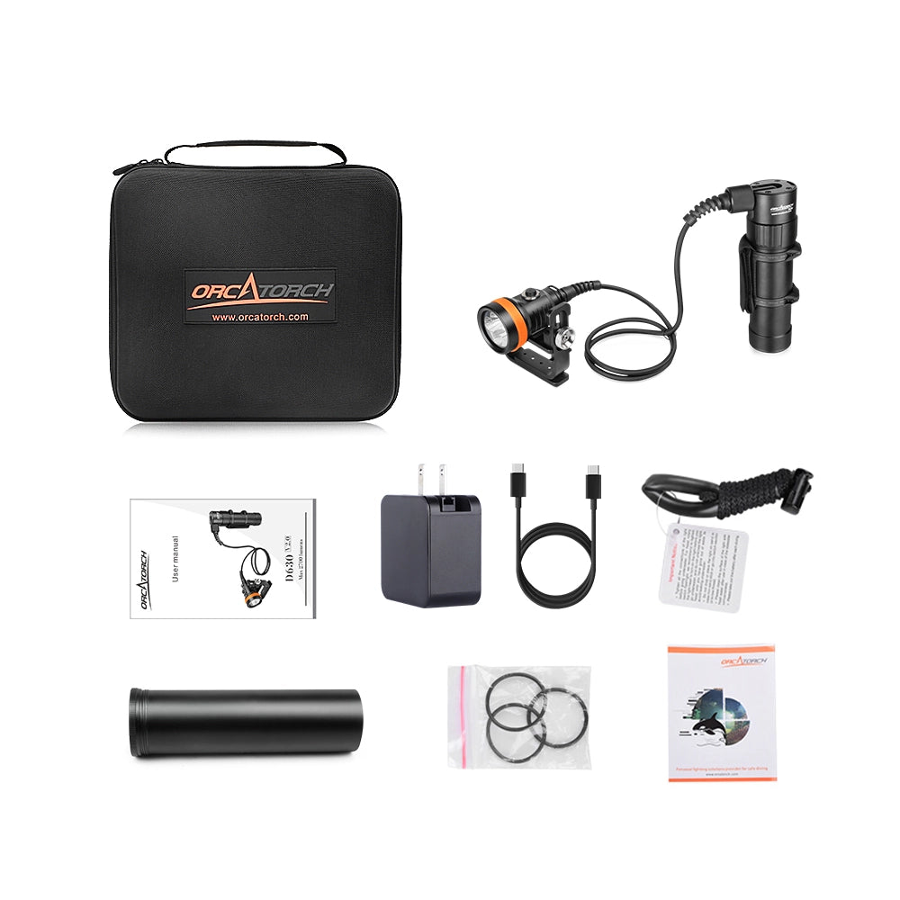 OrcaTorch Technical Diving D630 v2.0 D700 SD01 kit luci subacquee