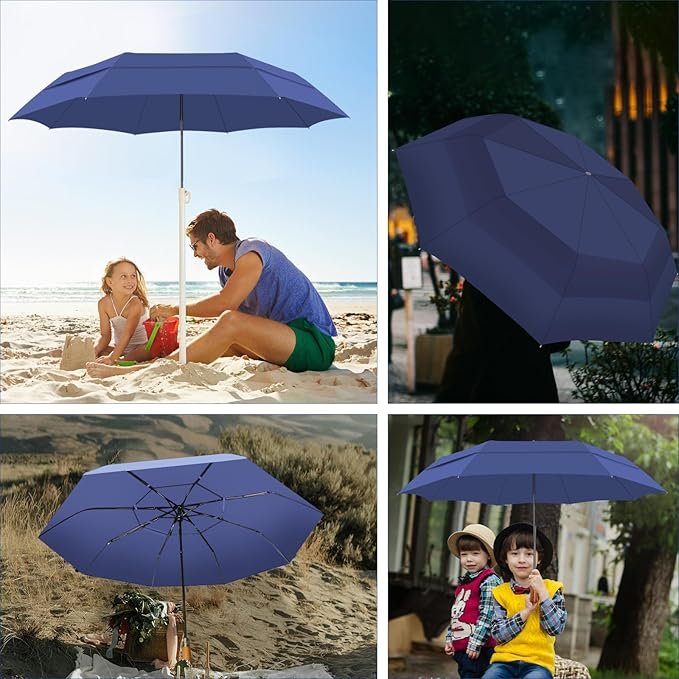 NEW-Vi Golf Umbrella ombrello 54 pollici nero UPF 50+