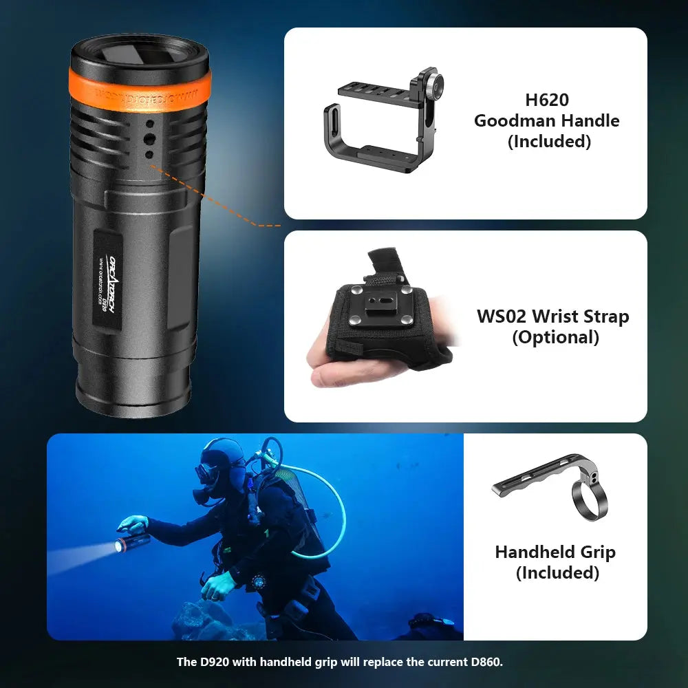 OrcaTorch Technical Diving D920 torcia subacquea 5000 lumen EU