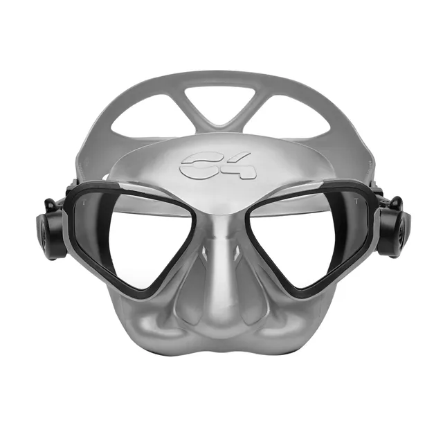 C4 Masks and Snorkels Falcon maschera subacquea apnea Silver antiappannamento volume ridotto