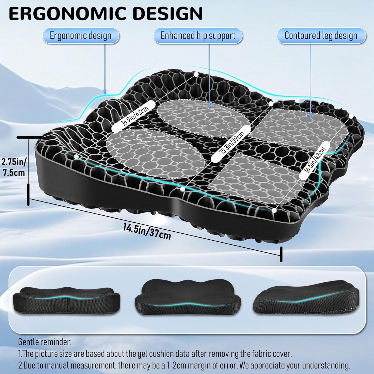NEW-Vi Seat Cushion for Office cuscino in gel traspirante antiscivolo