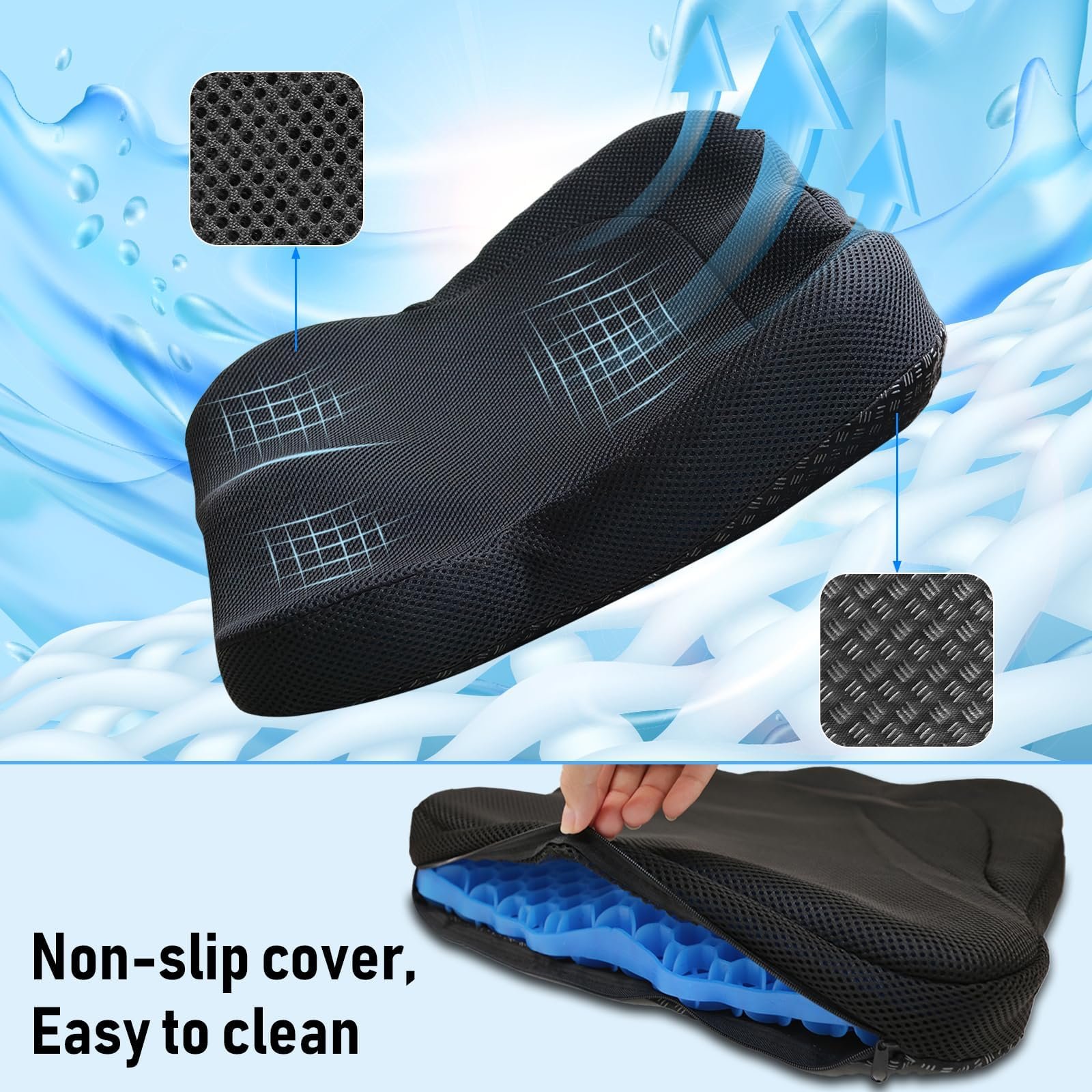 NEW-Vi Seat Cushion for Office cuscino seduta in gel traspirante