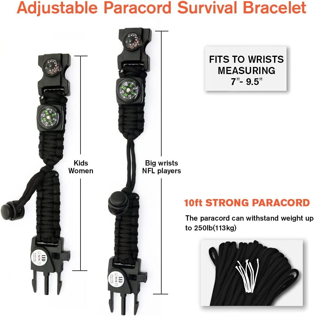 NEW-Vi Survival Paracord Bracelet NVioAsport bracciale survival 20 in 1 regolabile