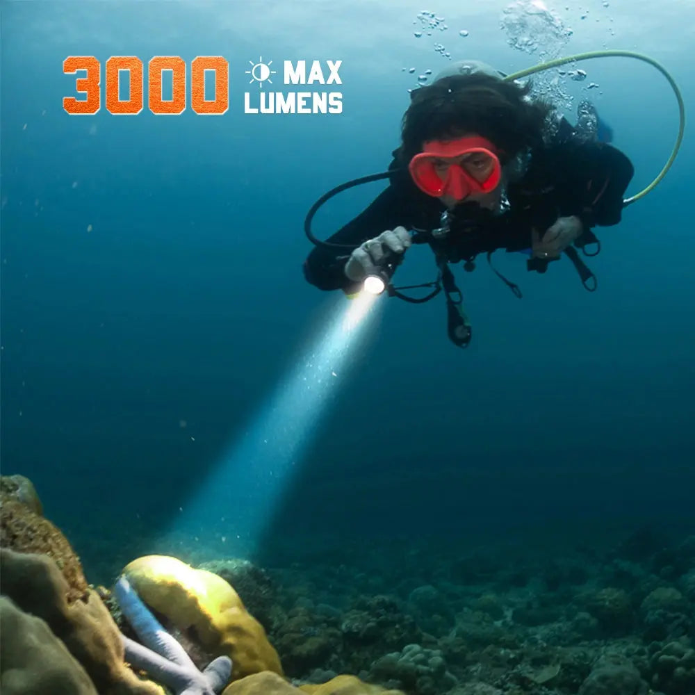 OrcaTorch Recreational Diving D710 torcia subacquea 3000 lumen nera 1 batteria