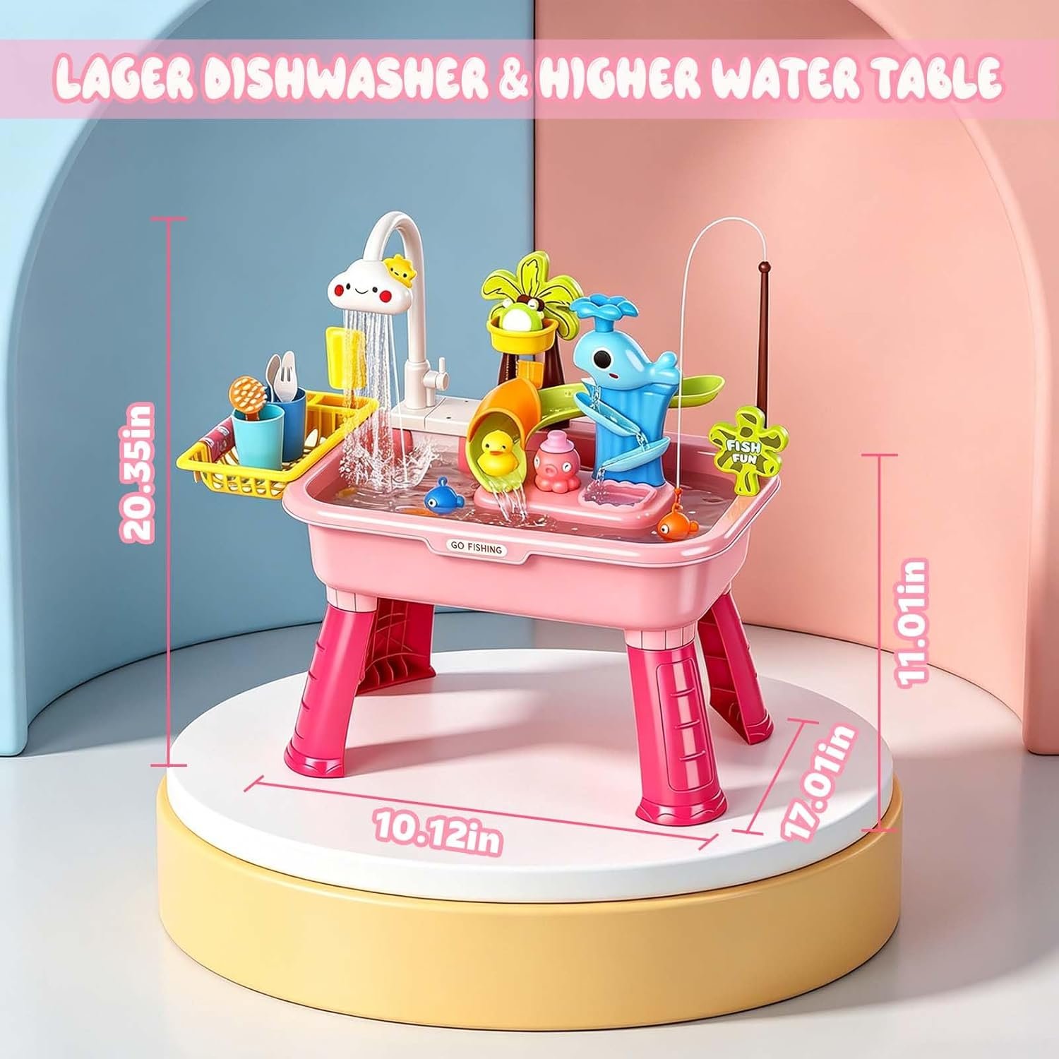 NEW-Vi Water Play Table 2026 Upgraded tavolo gioco acqua rosa con pompa