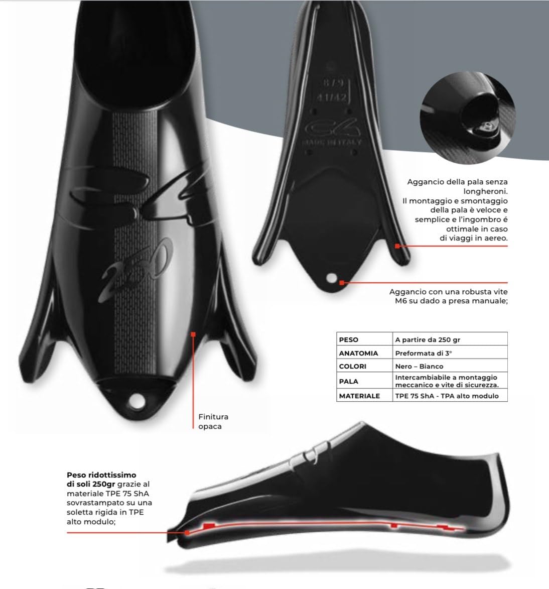 C4 Fins MB002 pinne carbonio pala 25+ Soft 43/44