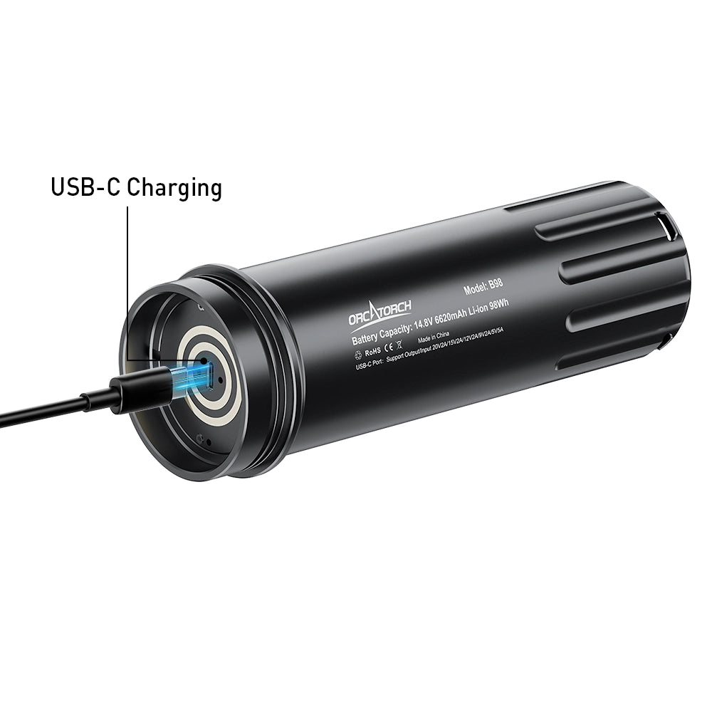 OrcaTorch Batteries & Chargers B98 batteria ricaricabile USB-C 98 Wh