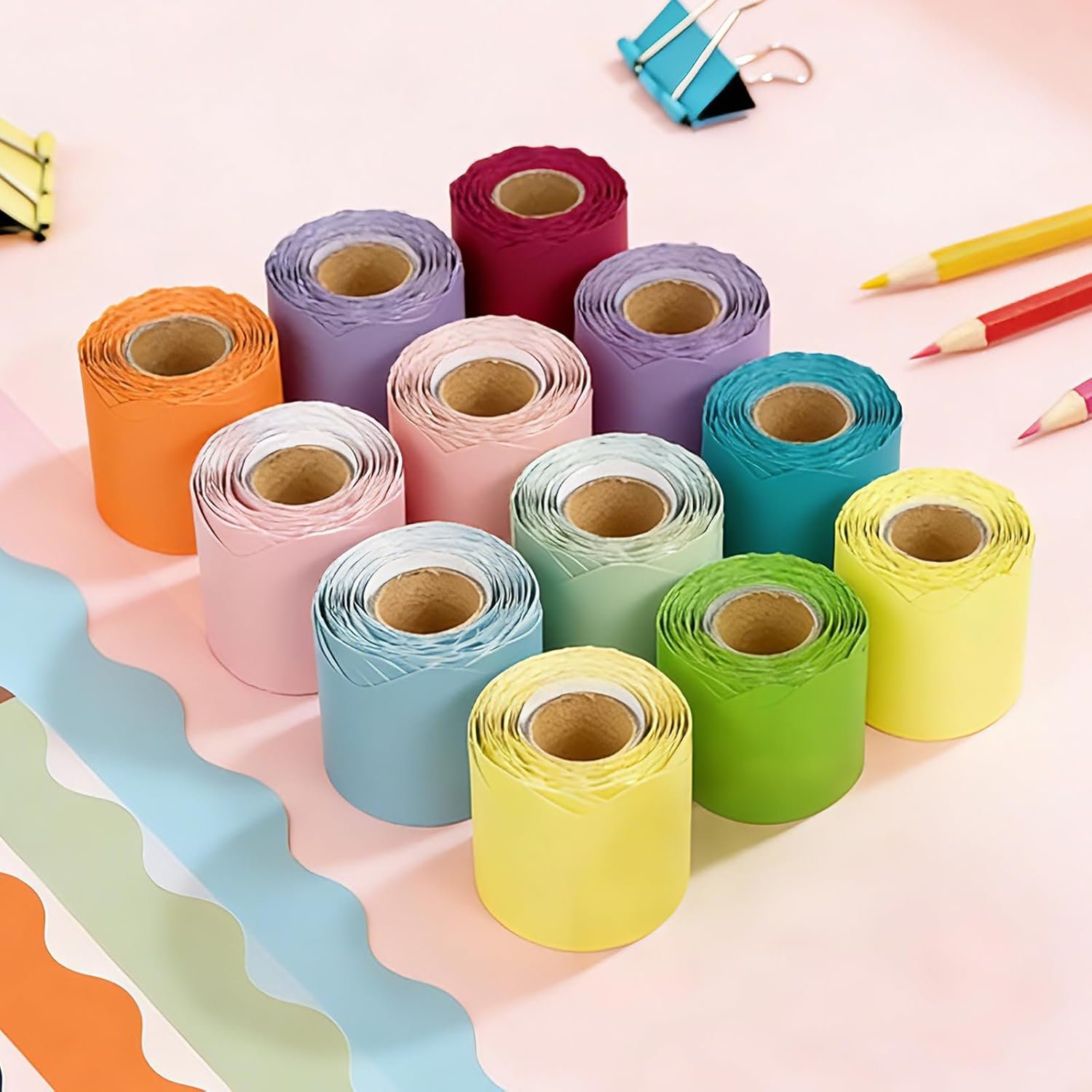 NEW-Vi Bulletin Board Borders bordi per bacheca ondulati, 12 rotoli