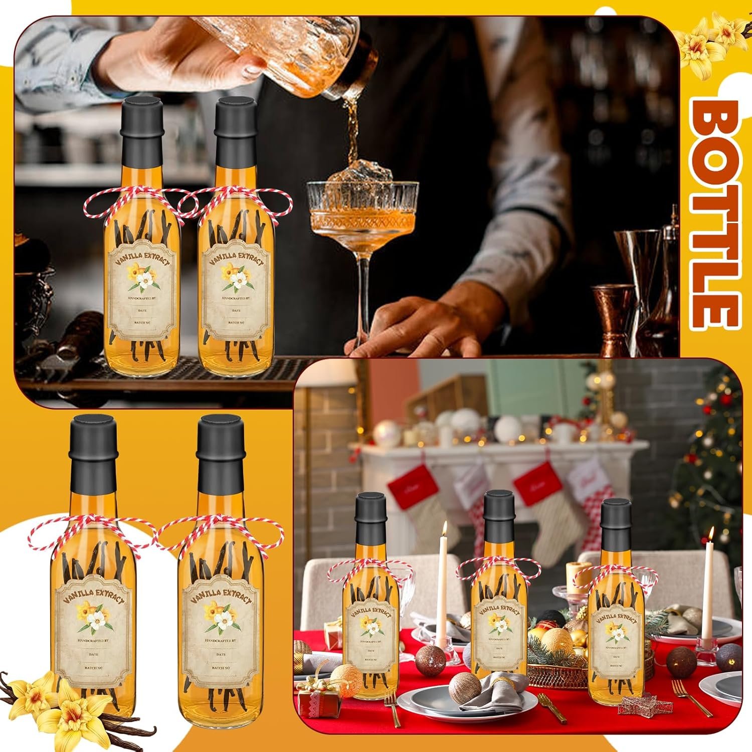 NEW-Vi Glass Bottles bottiglie vetro vaniglia 5 oz 16 pezzi