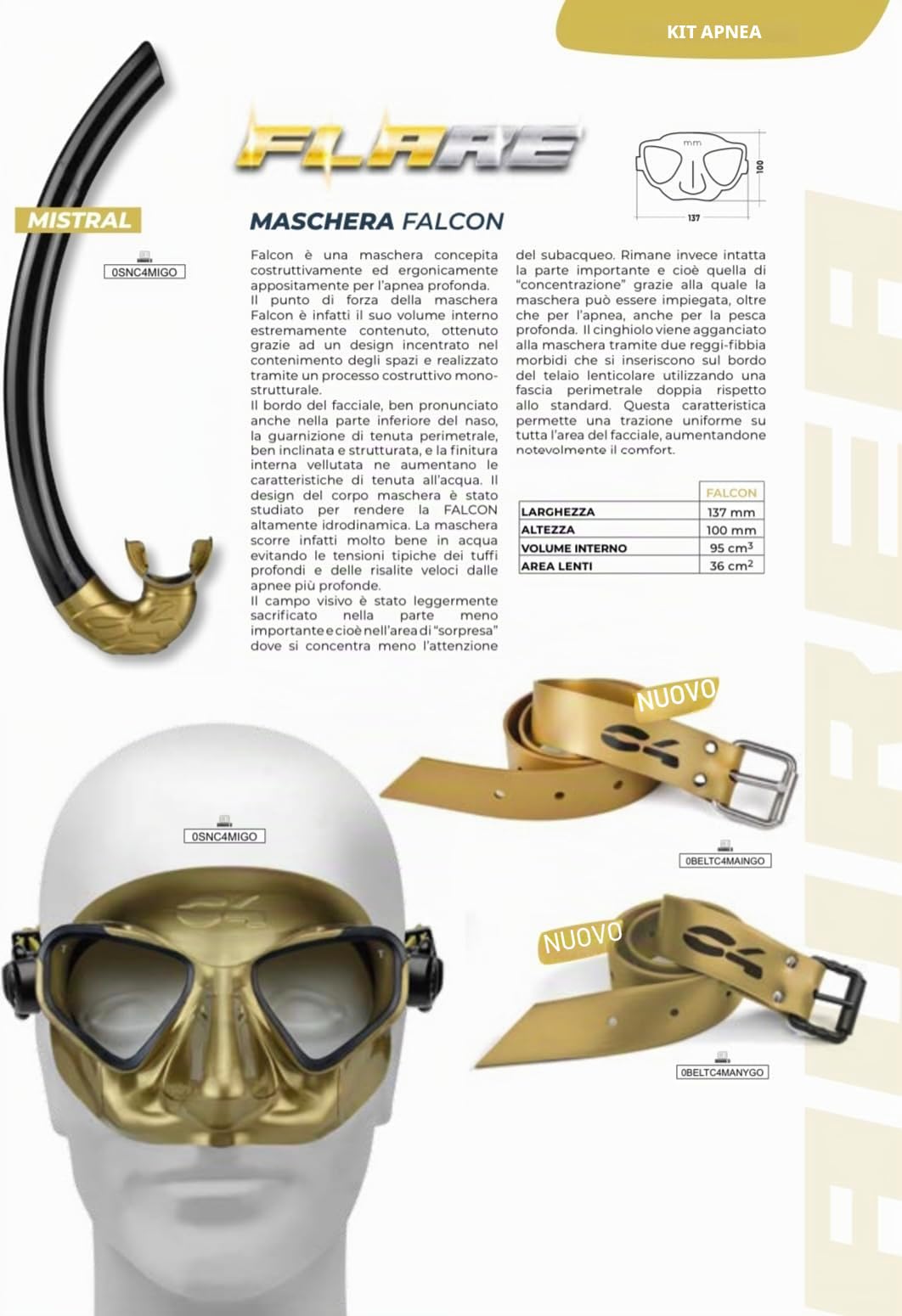 C4 Belts and Weights cintura per piombi Modello Marsigliese Oro 145 cm silicone