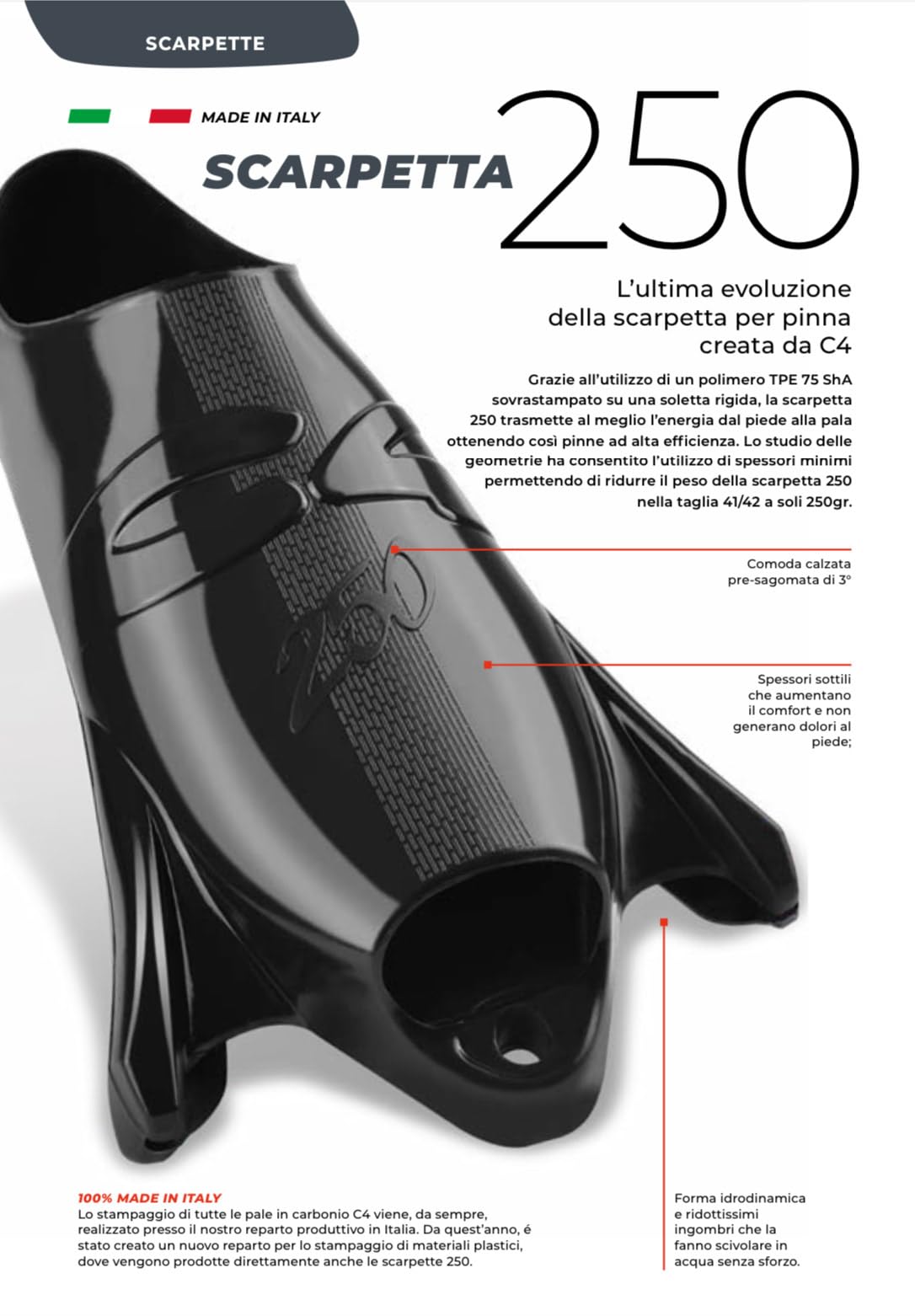 C4 Fins MB002 pinne carbonio pala 25+ Soft 43/44