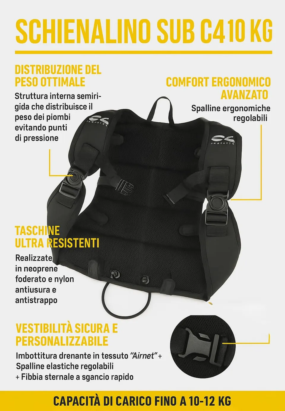 C4 Belts and Weights schienalino 10 kg S/M imbottito
