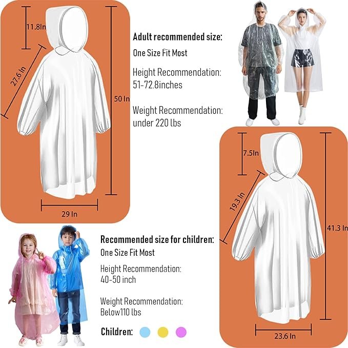 NEW-Vi Rain Ponchos poncho pioggia trasparente usa e getta