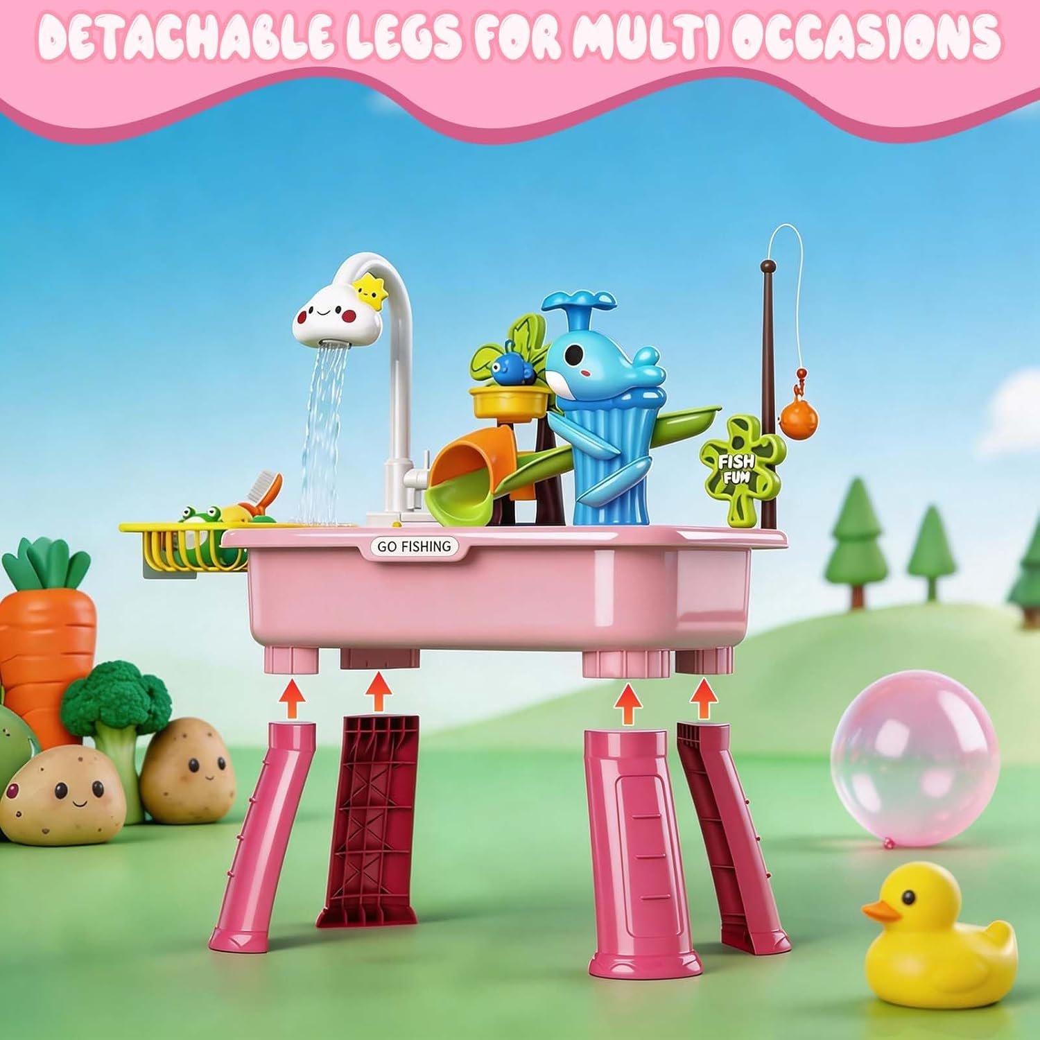 NEW-Vi Water Play Table 2026 Upgraded tavolo gioco acqua rosa con pompa