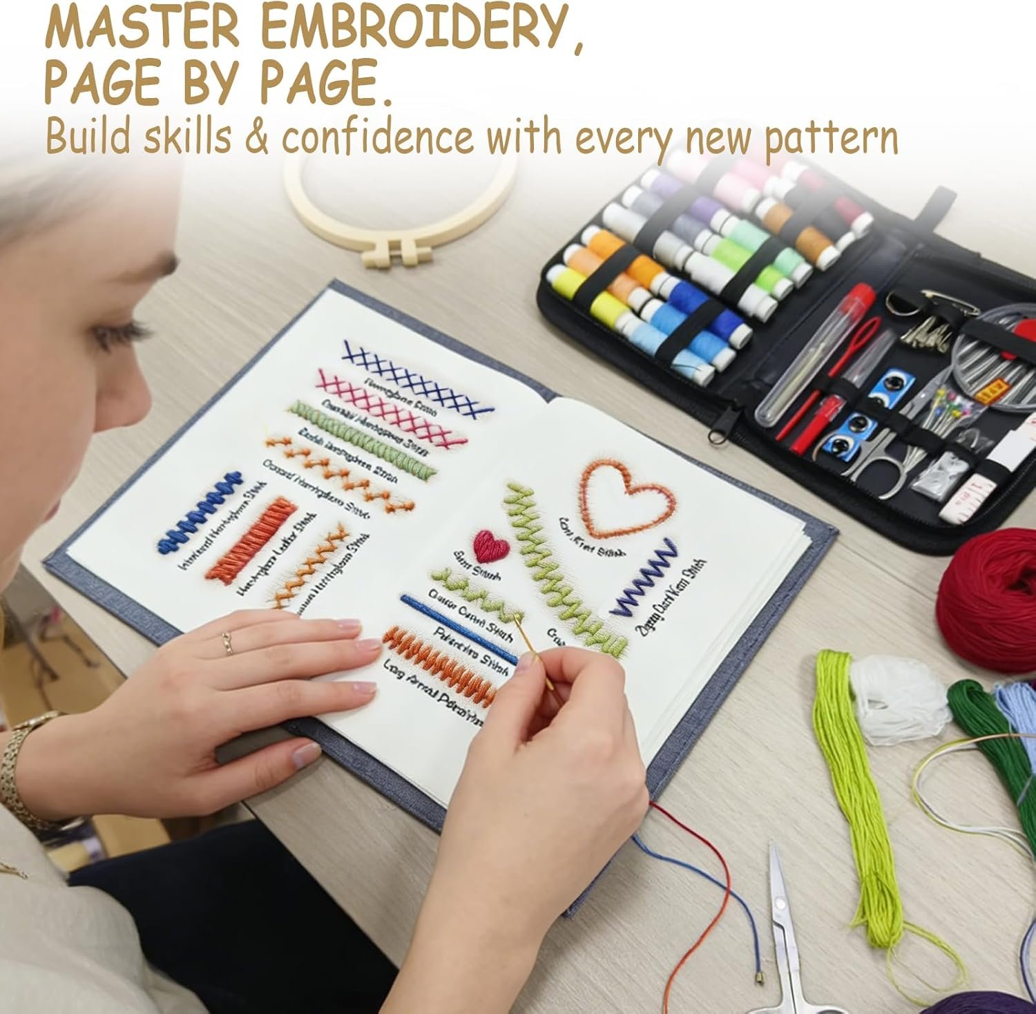 NEW-Vi Embroidery & Needlework kit ricamo 106 punti 86 pezzi