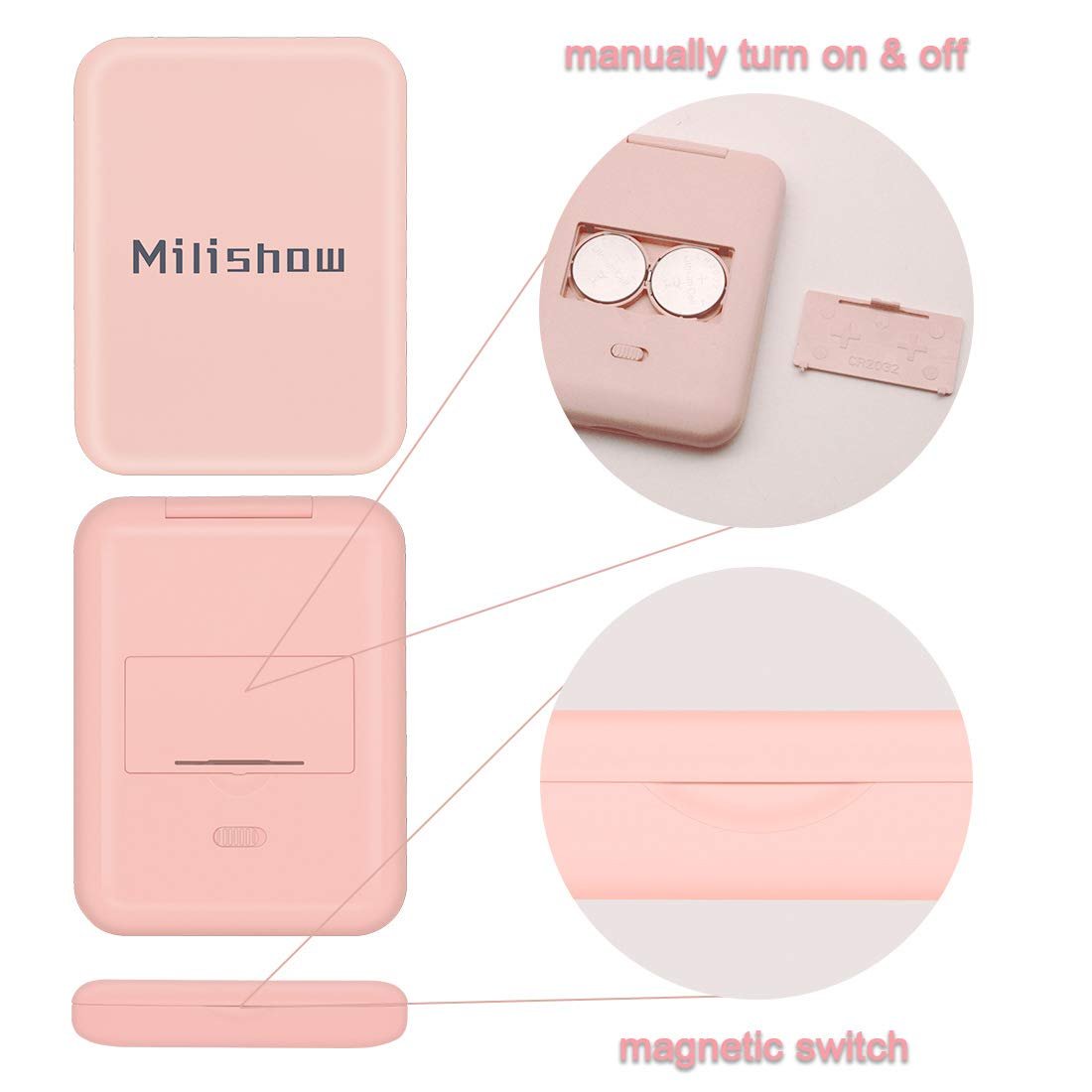 NEW-Vi Beauty Mirror Milishow Magnifying Mirror specchio ingranditore rosa