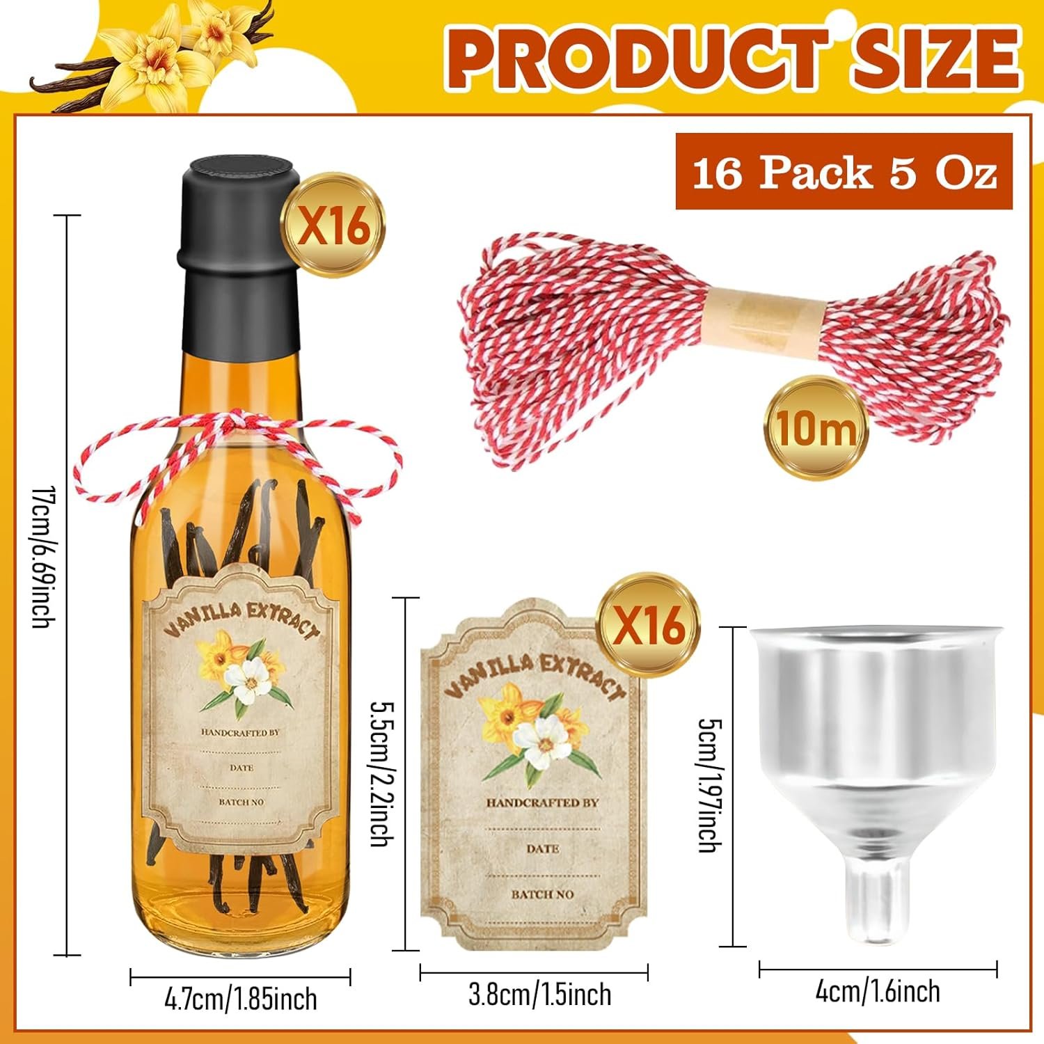 NEW-Vi Glass Bottles bottiglie vetro vaniglia 5 oz 16 pezzi