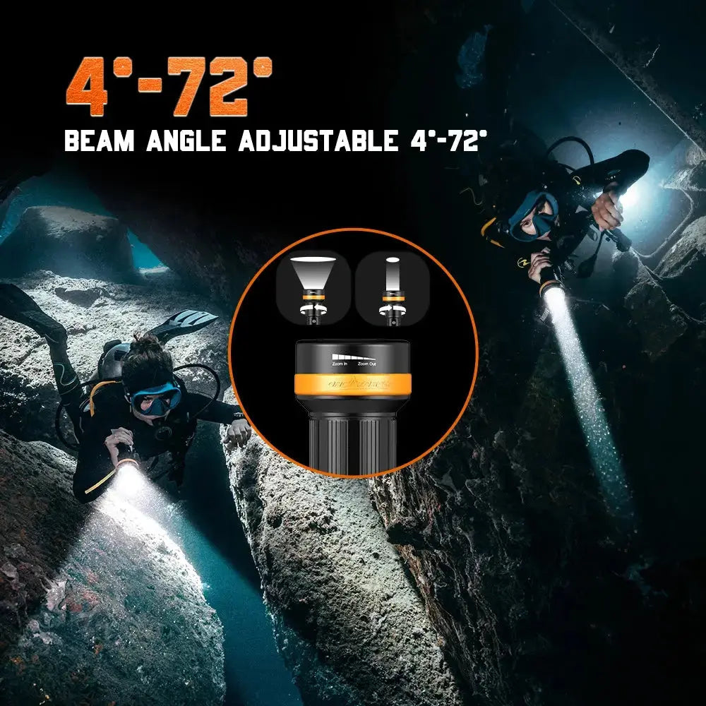 OrcaTorch Recreational Diving ZD710 MK2 torcia subacquea zoom