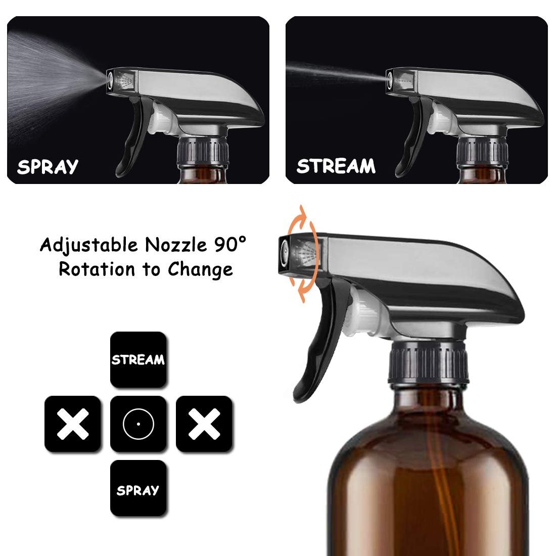 NEW-Vi Glass Bottles NVioAsport bottiglie spray in vetro 500 ml, 2 pezzi