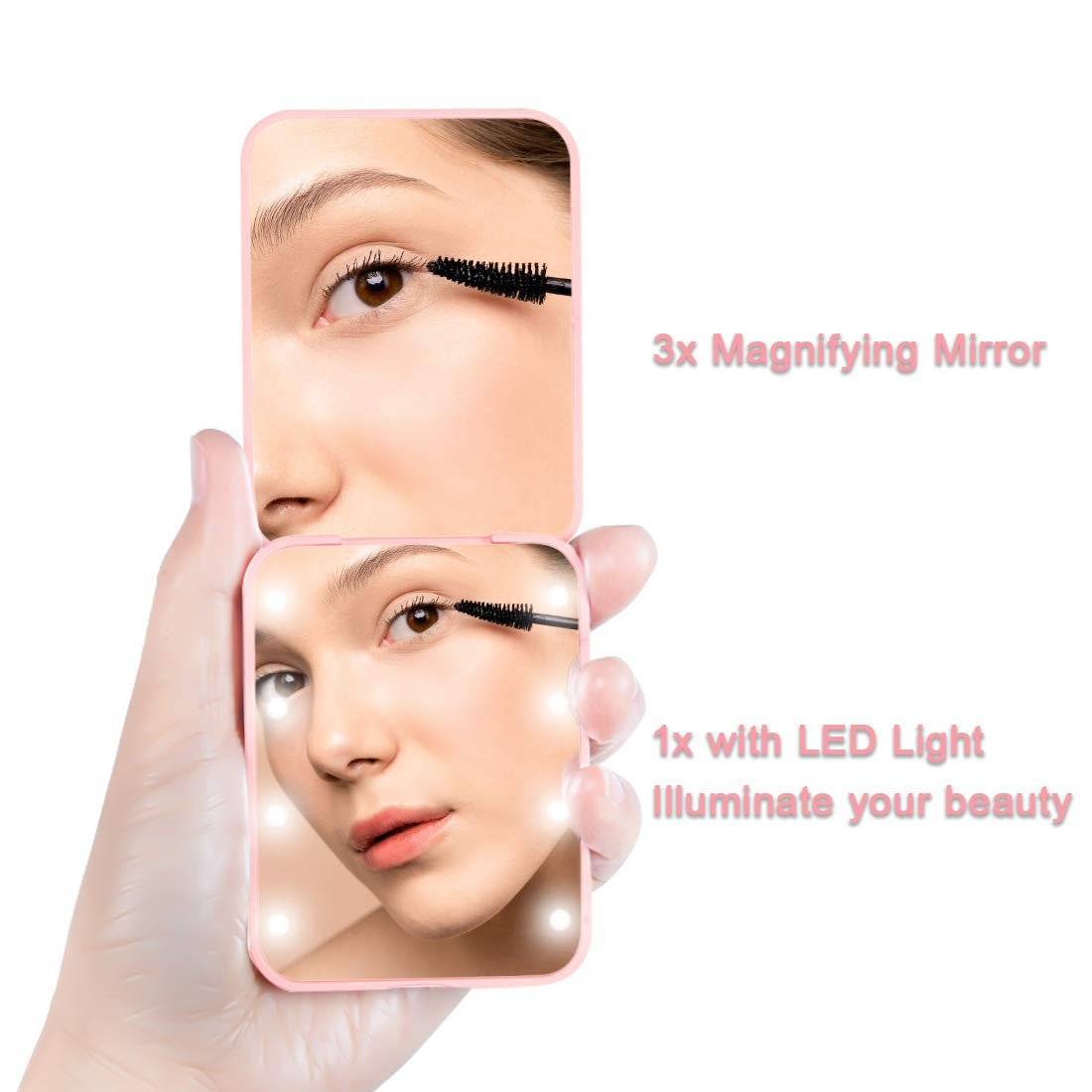 NEW-Vi Beauty Mirror Milishow Magnifying Mirror specchio ingranditore rosa