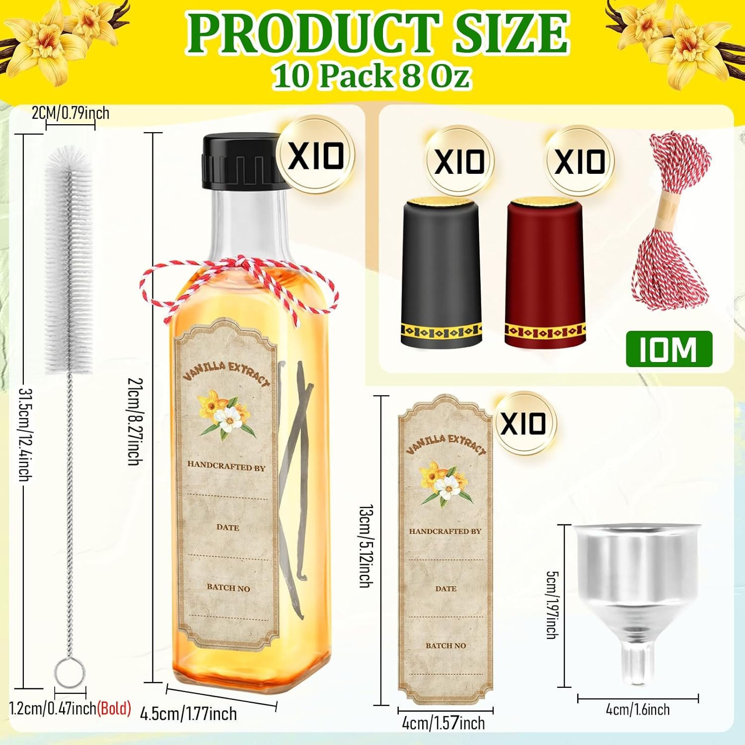 NEW-Vi Glass Bottles bottiglie in vetro 8 oz 10 pezzi