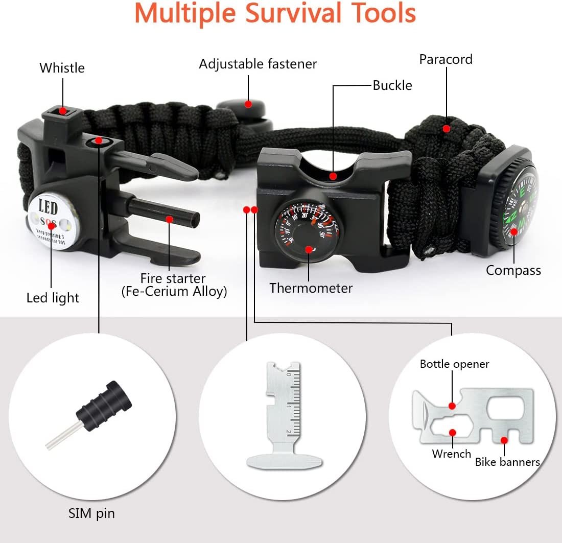 NEW-Vi Survival Paracord Bracelet NVioAsport bracciale survival 20 in 1 regolabile