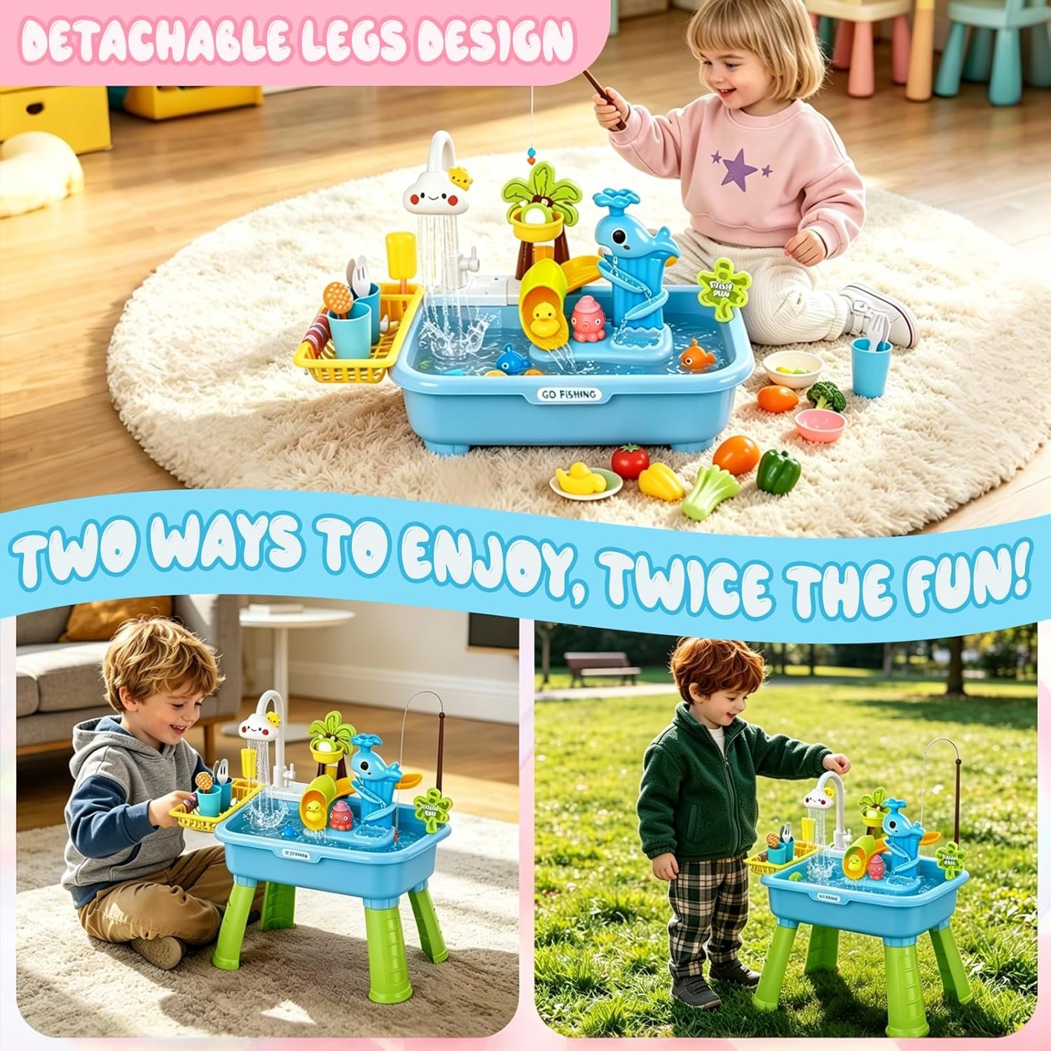NEW-Vi Water Play Table tavolo acqua blu con pompa