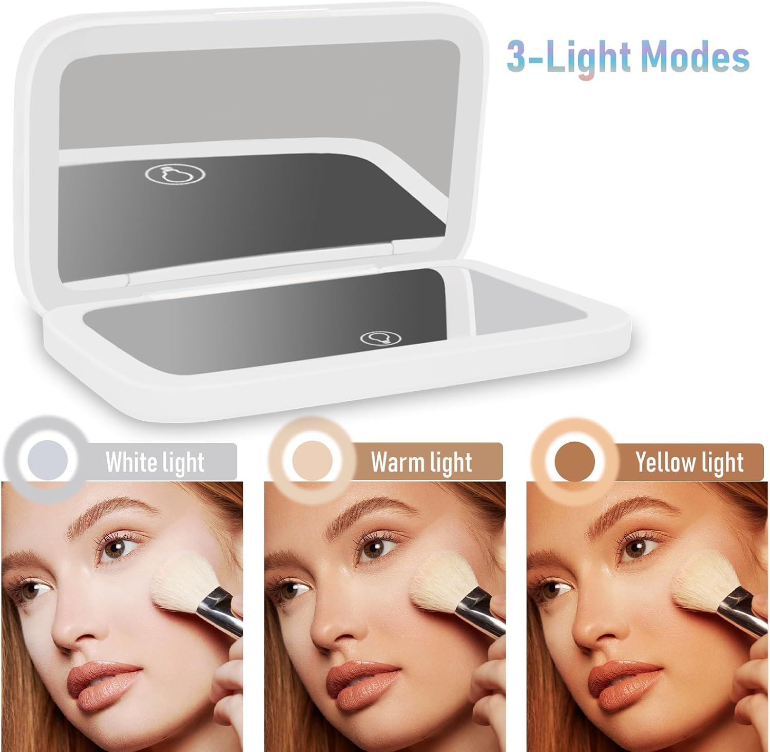 NEW-Vi Beauty Mirror specchio trucco da viaggio 1x/8x bianco