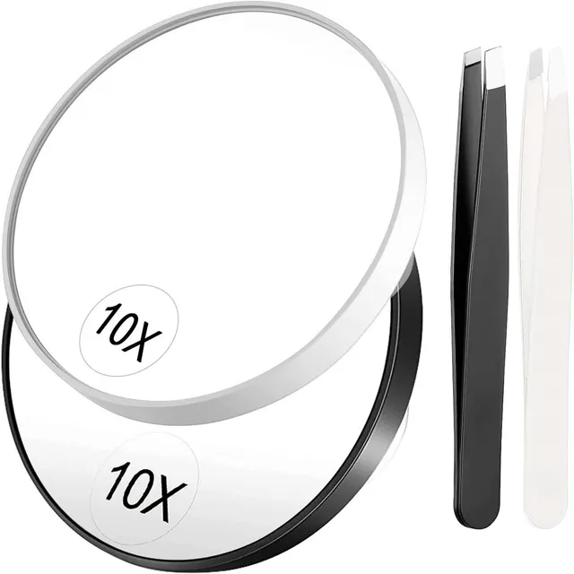 NEW-Vi Beauty Mirror Milishow Magnifying Mirror specchio 10x con pinzetta