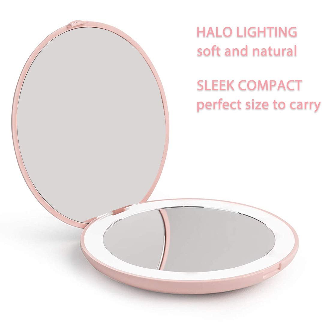 NEW-Vi Beauty Mirror Milishow Rechargeable LED Mirror specchio rosa ricaricabile