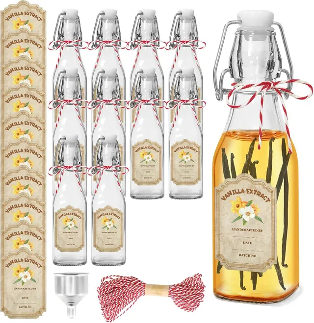 NEW-Vi Glass Bottles bottiglie vetro 8 oz con tappo meccanico, 10 pezzi