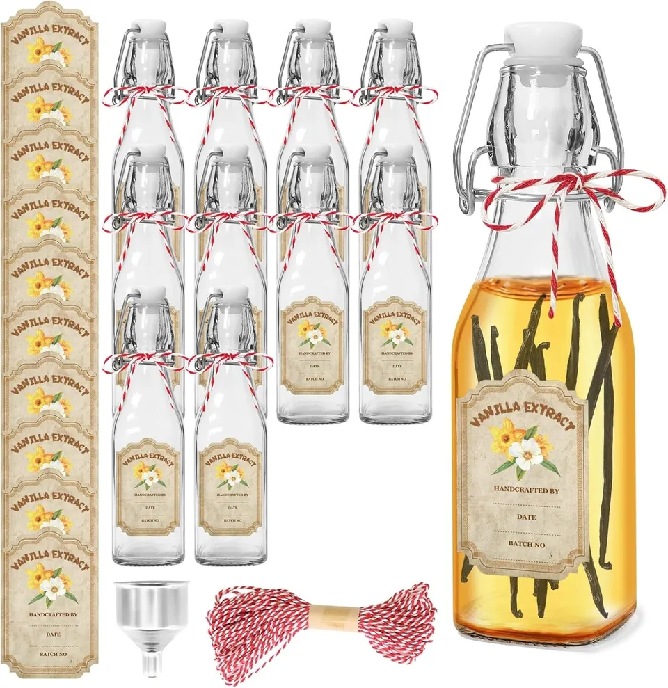 NEW-Vi Glass Bottles bottiglie vetro 8 oz con tappo meccanico, 10 pezzi