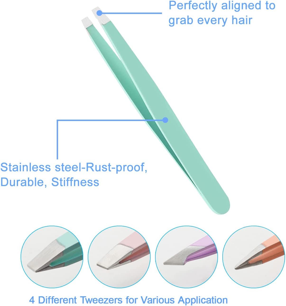 NEW-Vi Eyebrow Tweezer Set Milishow set pinzette sopracciglia 7 pezzi acciaio