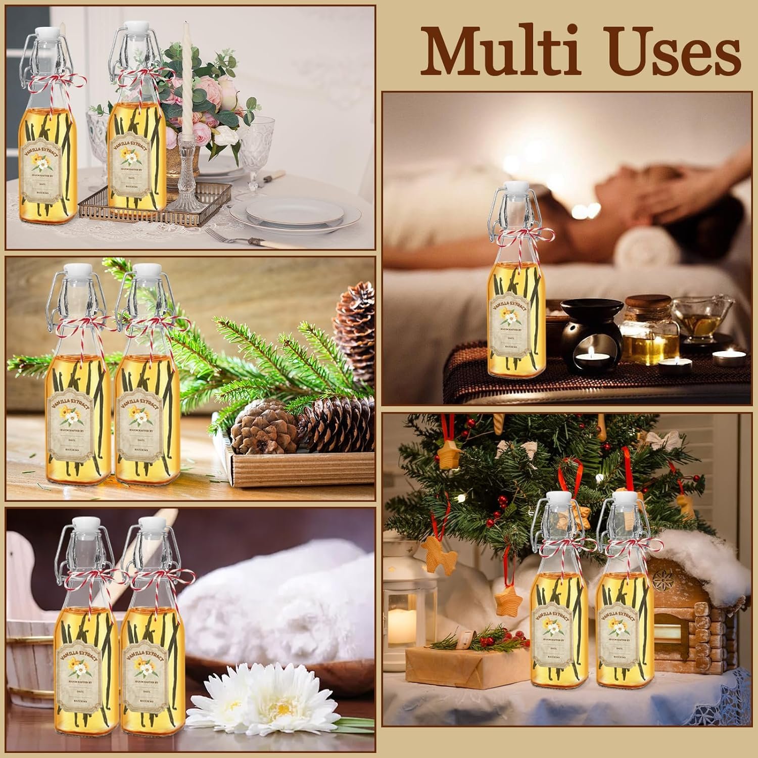 NEW-Vi Glass Bottles bottiglie vetro 8 oz con tappo meccanico, 10 pezzi