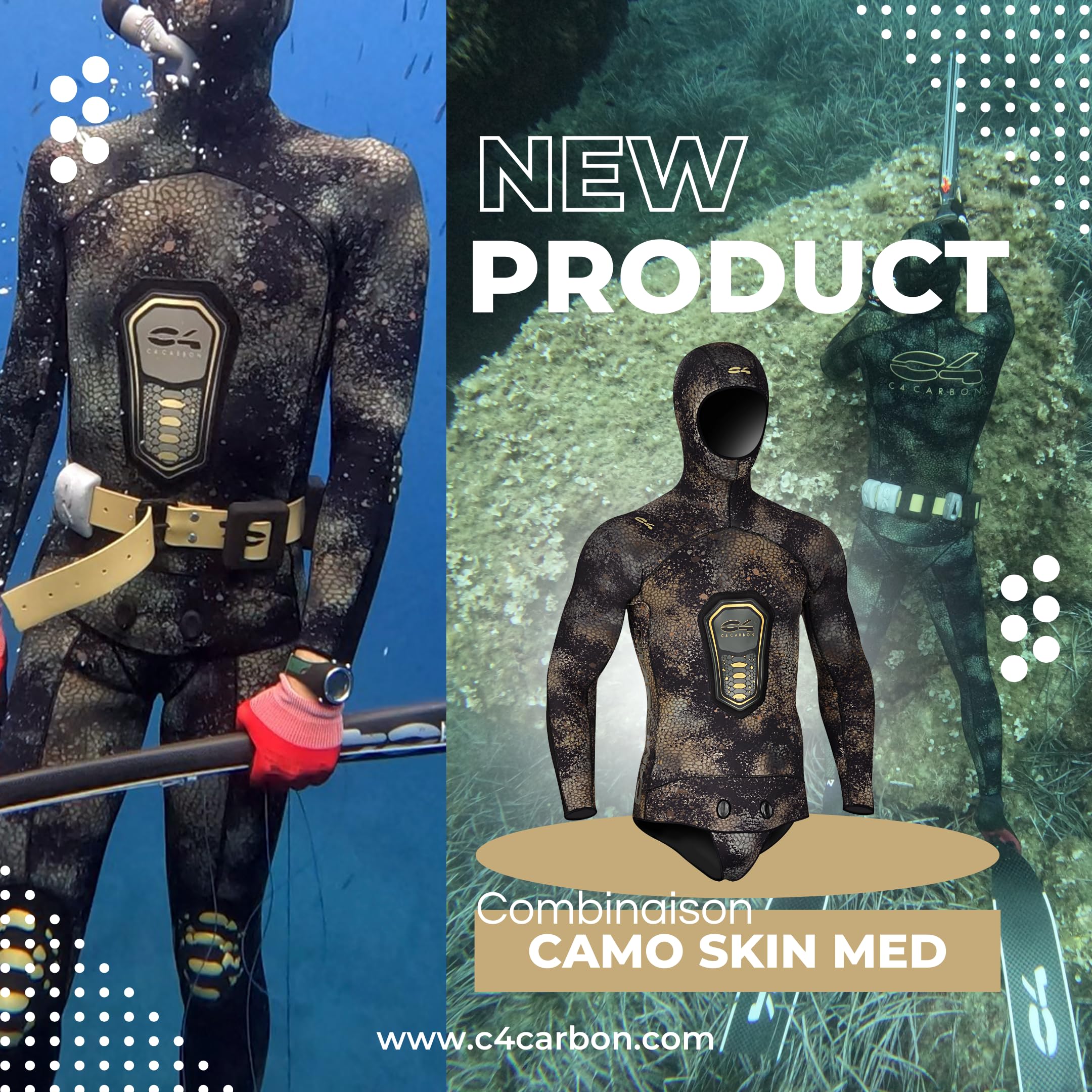 C4 Wetsuits CAMO SKIN muta mimetica 5 mm giacca
