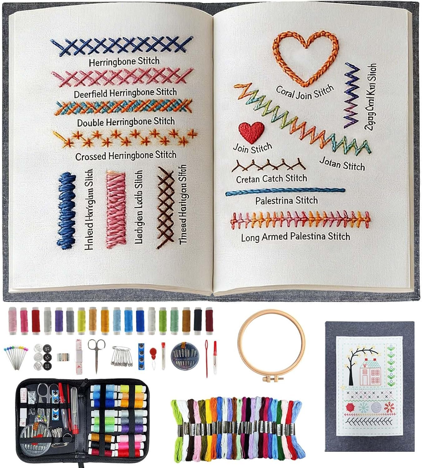 NEW-Vi Embroidery & Needlework kit ricamo 106 punti 86 pezzi