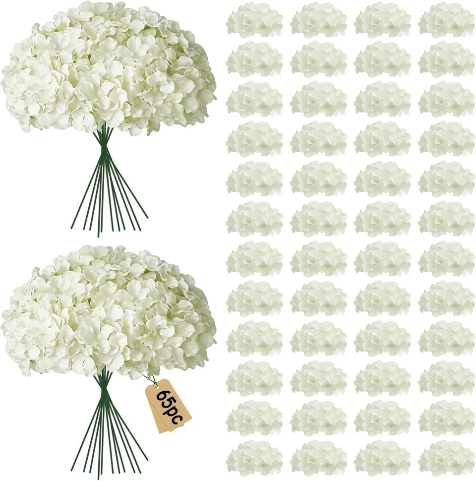 NEW-Vi Artificial Flowers ortensie artificiali bianche 65 pezzi