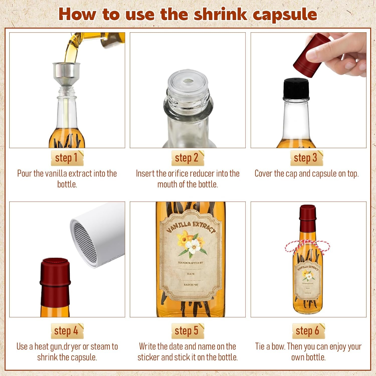 NEW-Vi Glass Bottles 16 Pack bottiglie vetro estratto vaniglia 5 oz con coperchi