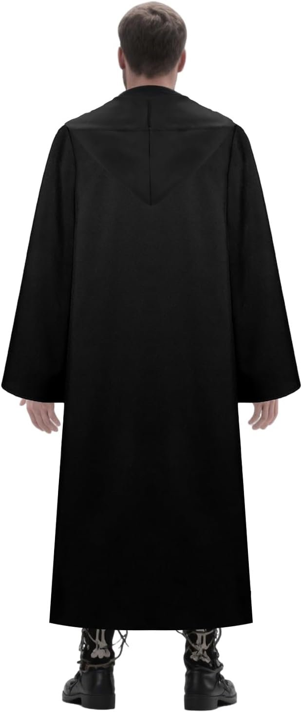 NEW-Vi Cloak Costumes mantello medievale con cappuccio nero adulto