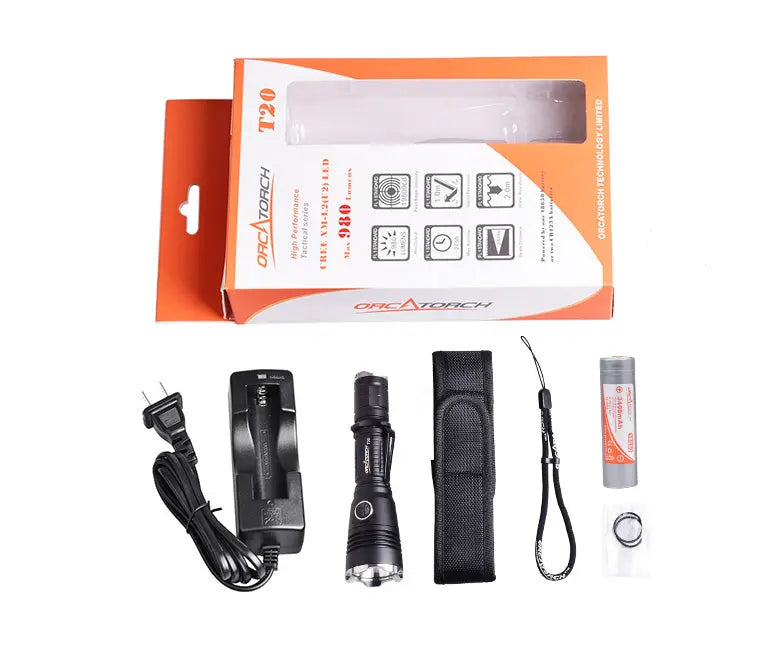 OrcaTorch Accessories T20 torcia 980 lumen con batteria 18650