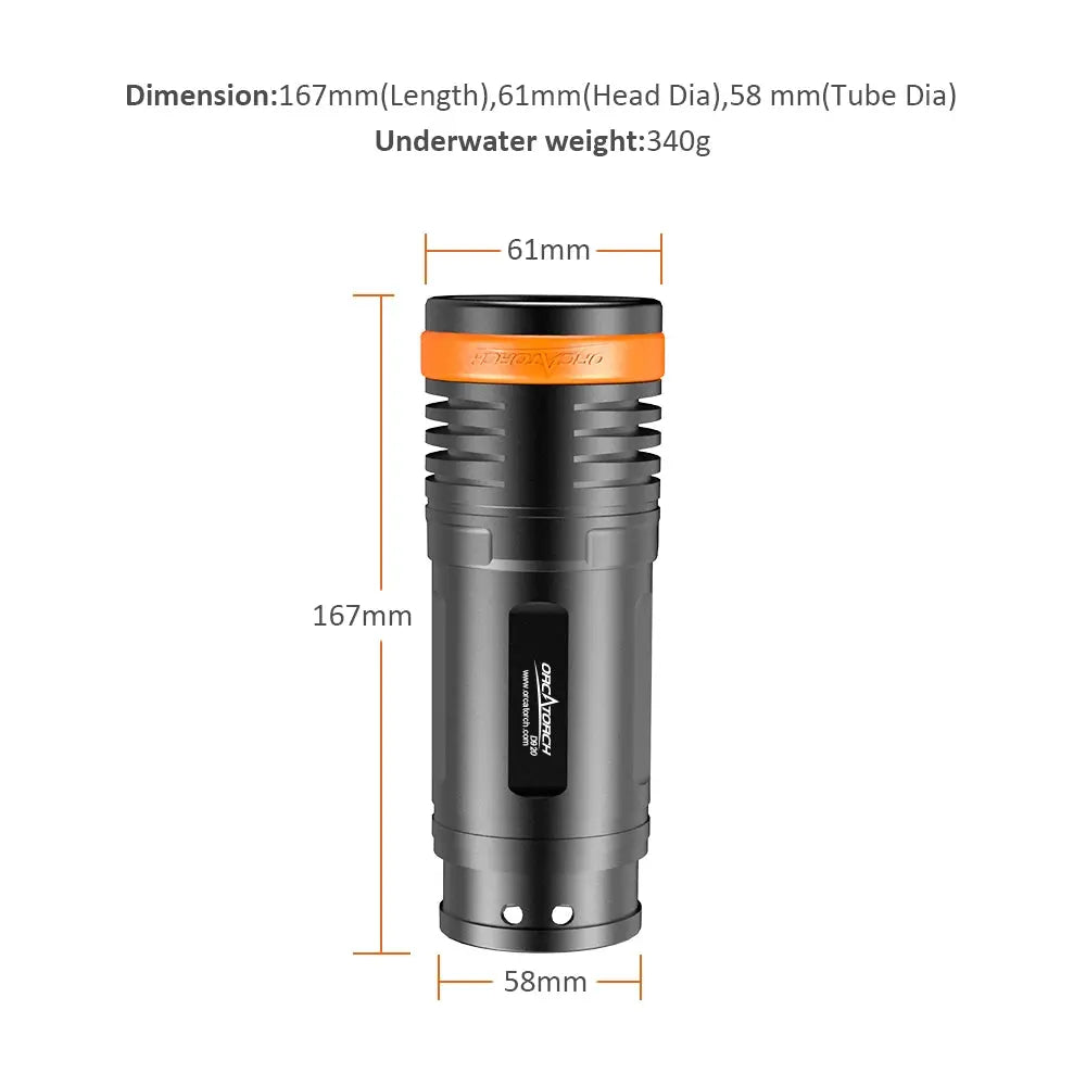 OrcaTorch Technical Diving D920 torcia subacquea 5000 lumen EU