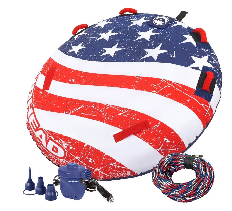 AIRHEAD Towable Tubes Stars & Stripes Kit ciambella trainabile 1 posto con pompa e corda