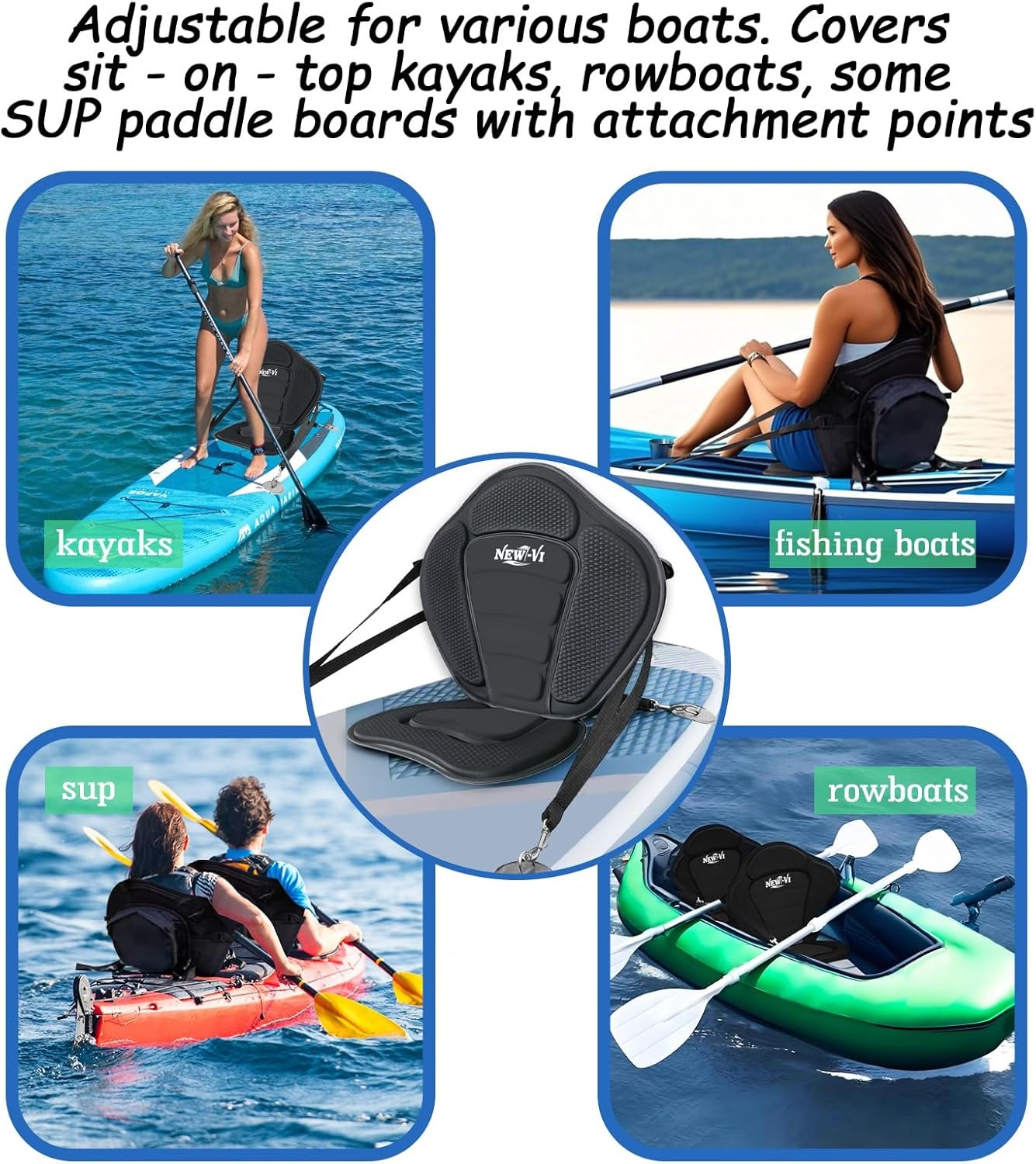 NEW-Vi Kayak Seat sedile kayak universale con schienale alto regolabile