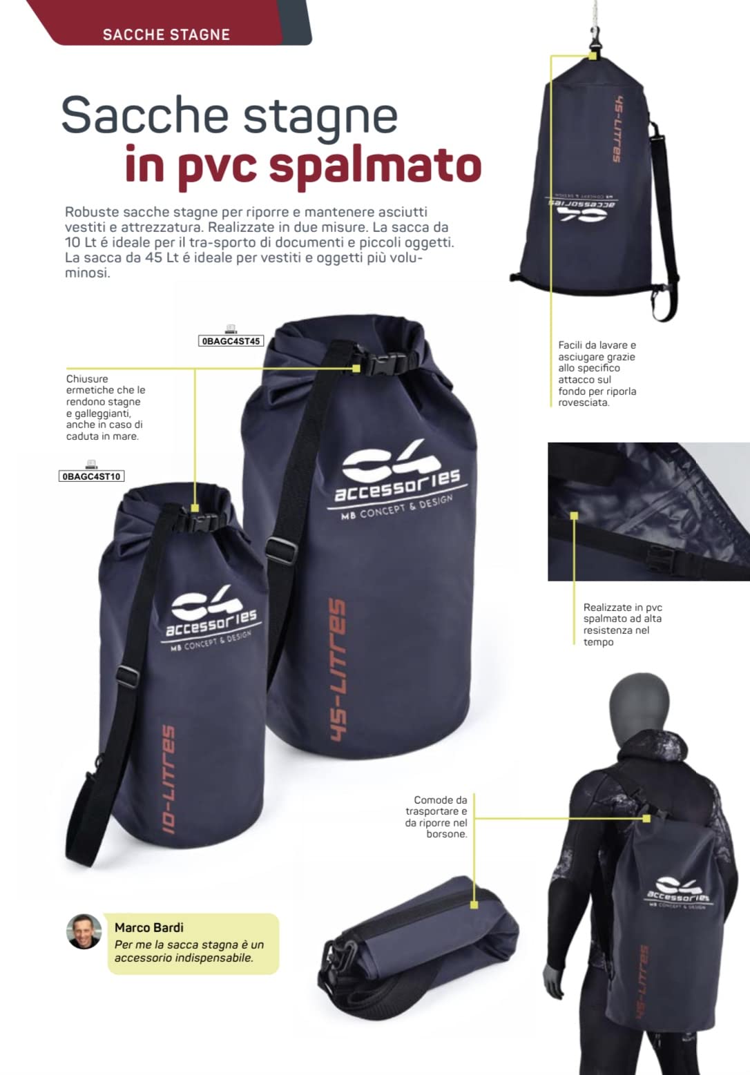 C4 Bags sacca stagna 10 L grigio scuro impermeabile