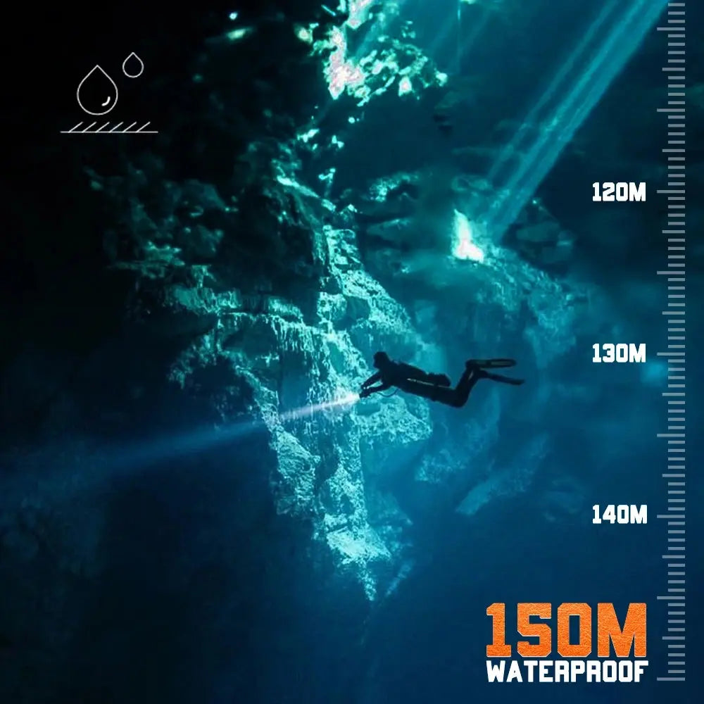 OrcaTorch Technical Diving D720 Long Beam 1300 m torcia subacquea regolabile
