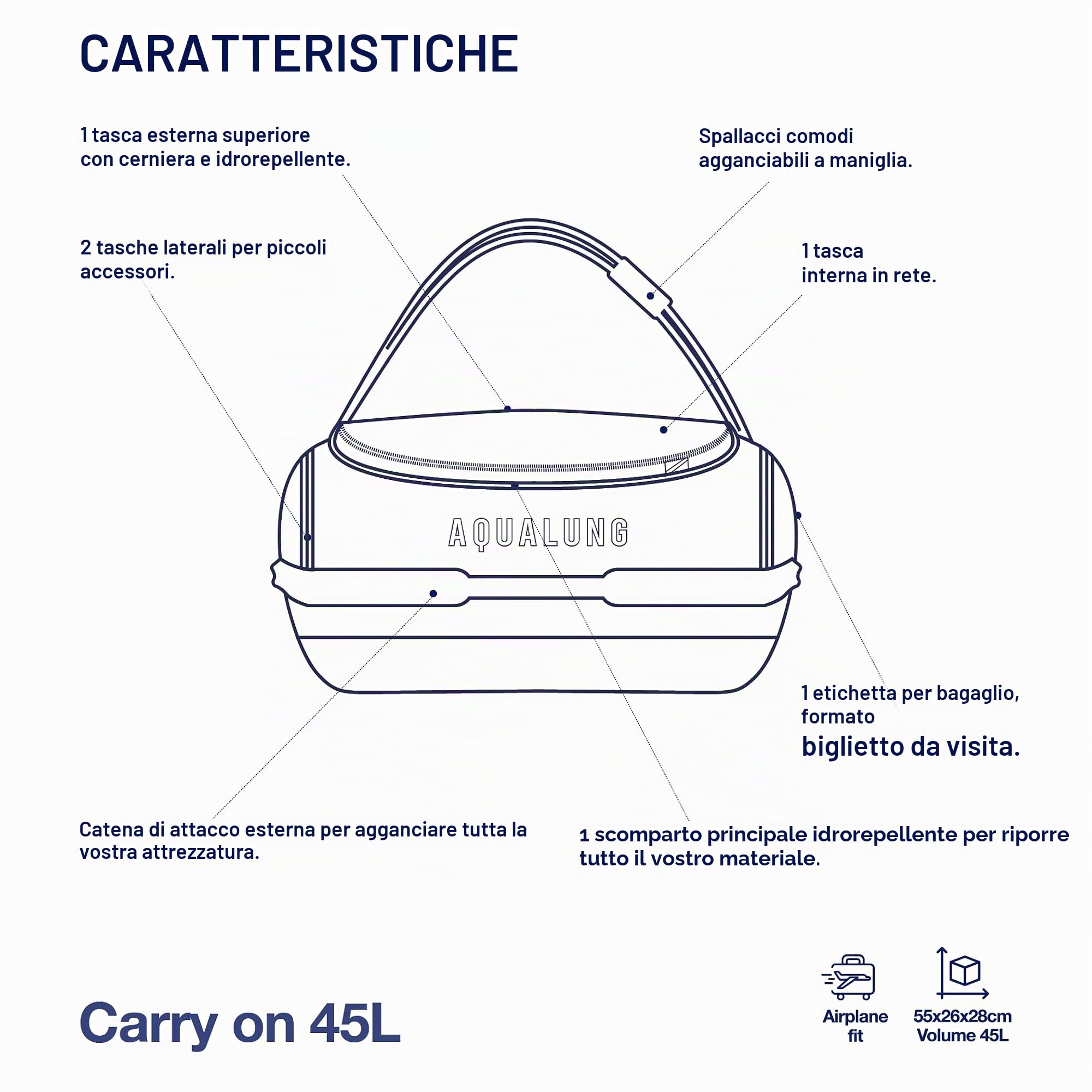 Aqualung Borse Explorer borsa impermeabile da viaggio 45 L