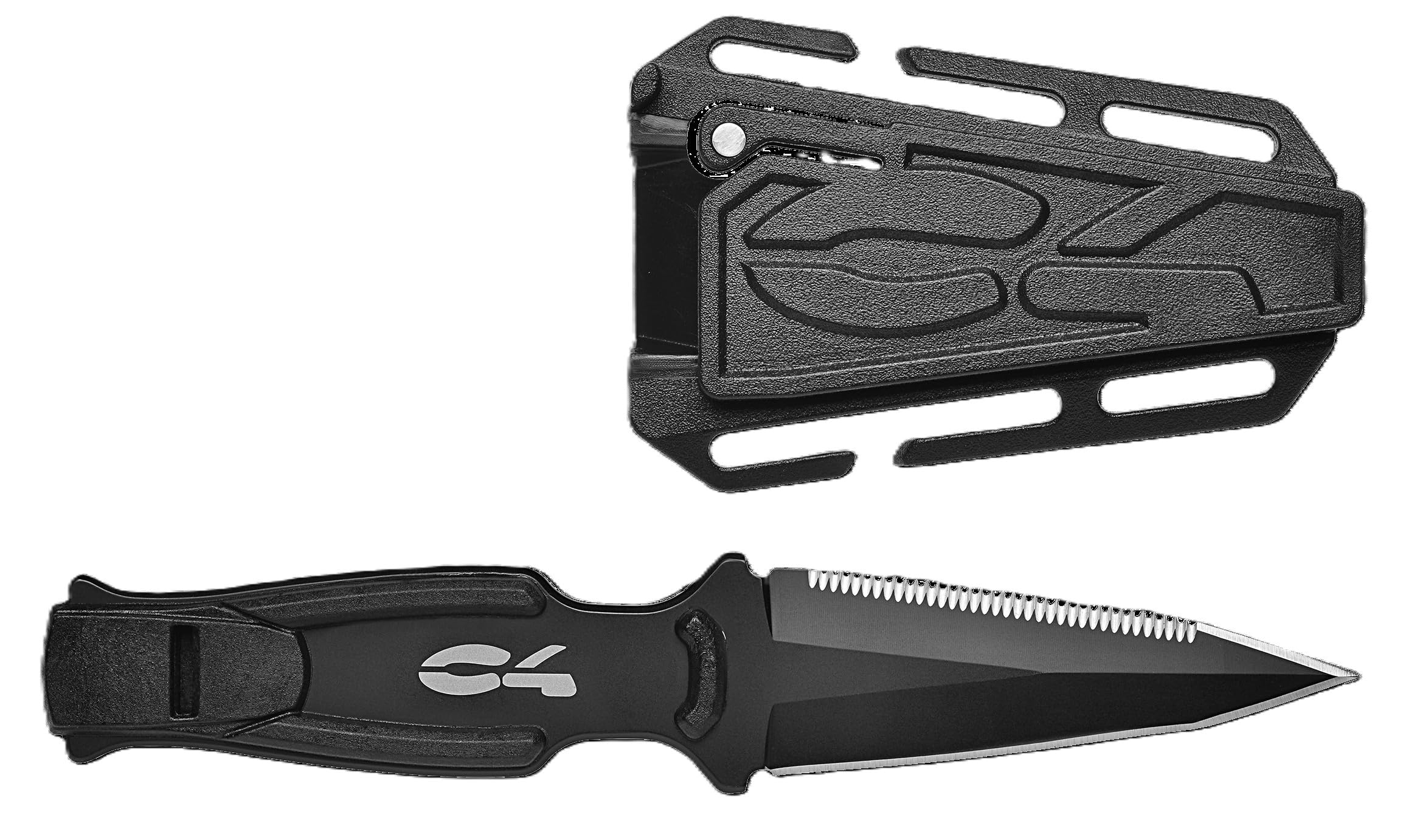 C4 Knives RONIN coltello subacqueo nero, lama 81 mm