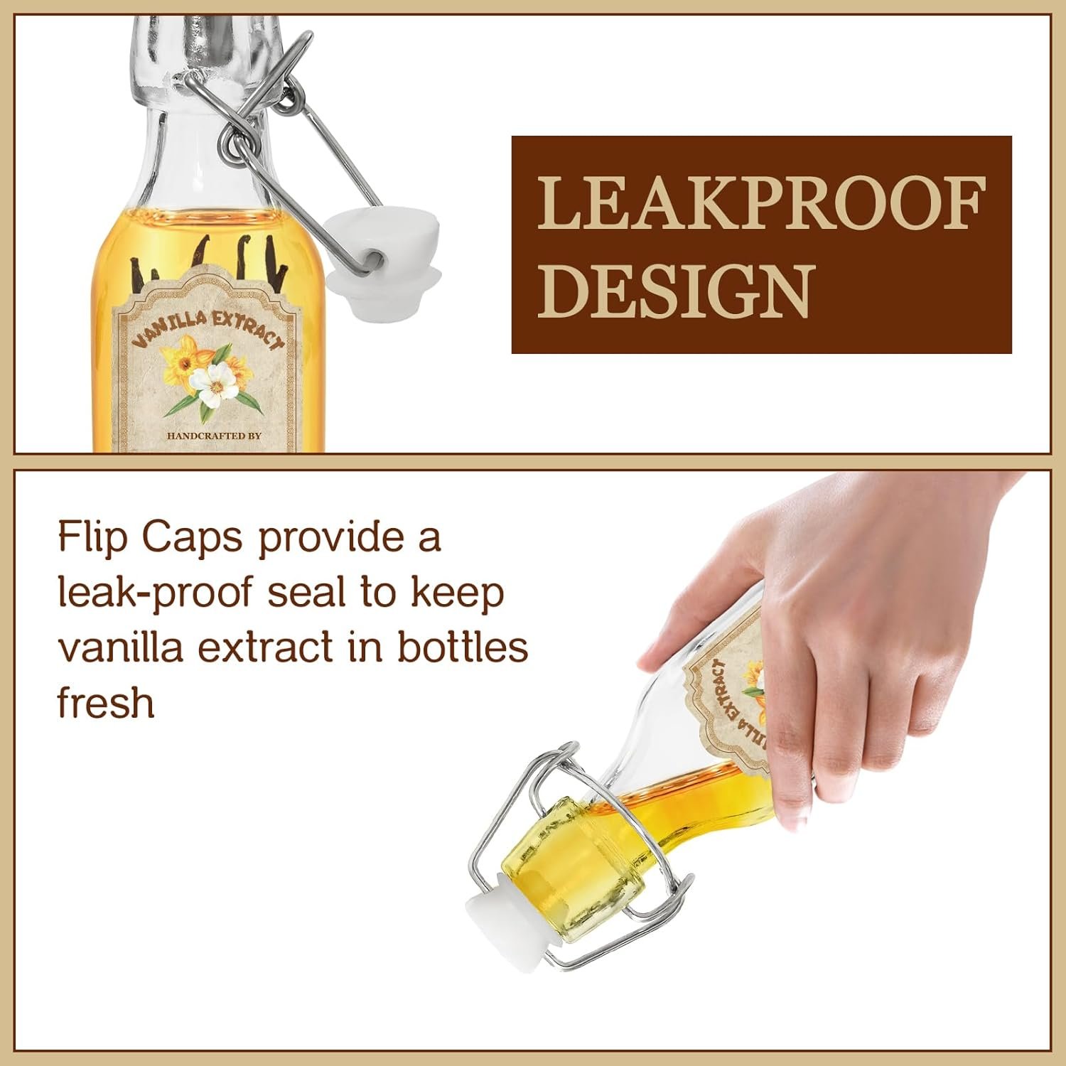 NEW-Vi Glass Bottles bottiglie in vetro 4 oz 10 pezzi tappo meccanico
