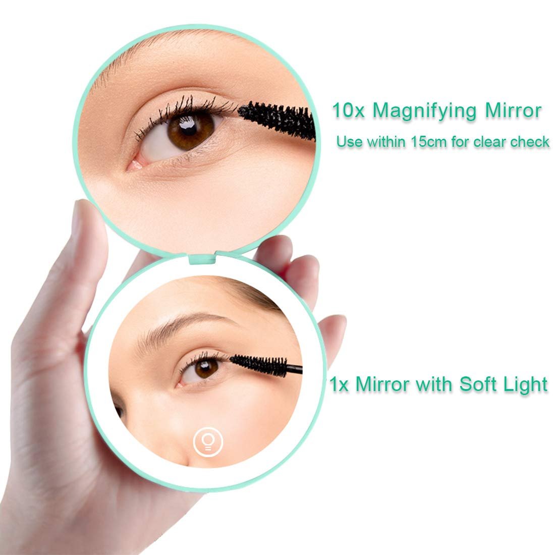 NEW-Vi Beauty Mirror Milishow LED Compact Mirror specchio compatto ciano