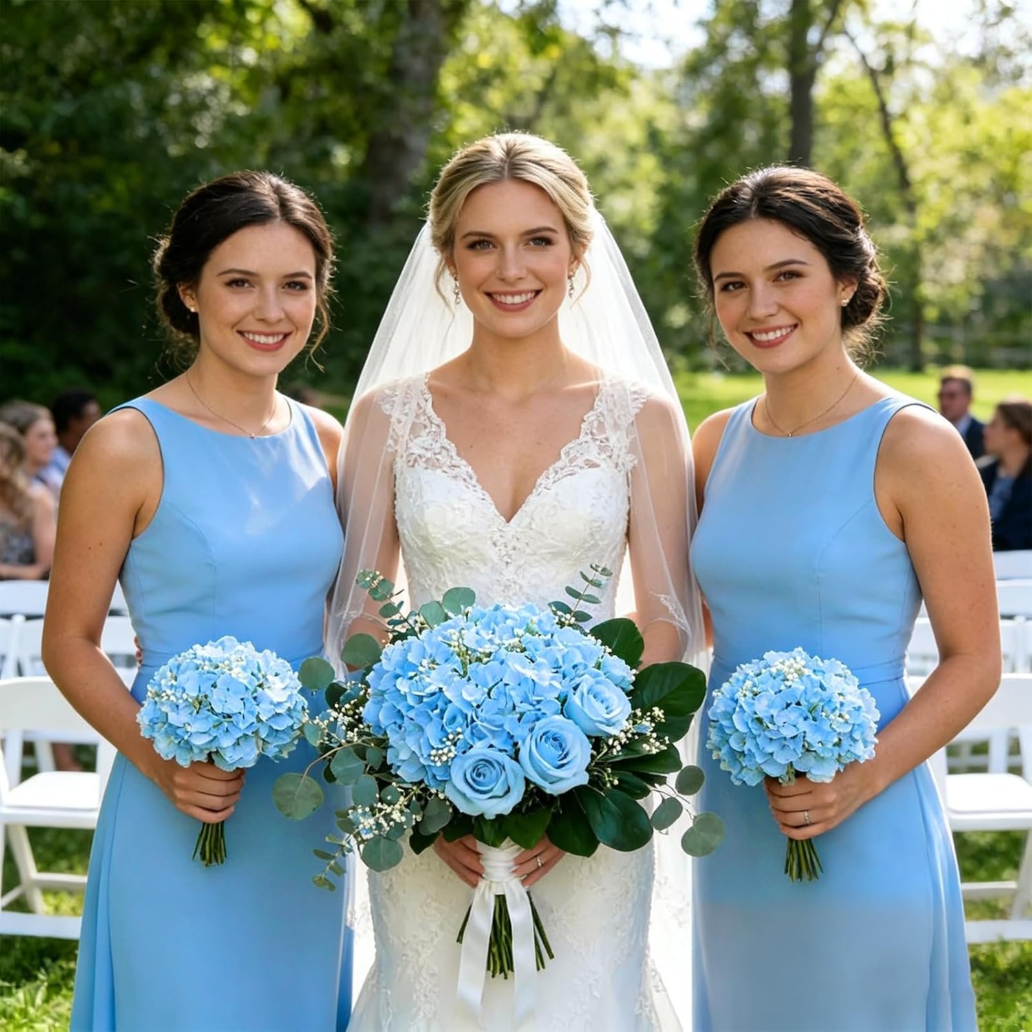 NEW-Vi Artificial Flowers 100 PCS Blue Hydrangea Artificial Flowers ortensie finte con steli